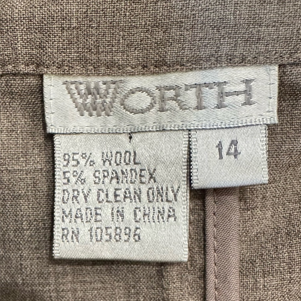 Worth Wool Blend Button Shirt Top Taupe 3/4 Sleeve Womens 14 - Picture 9 of 9